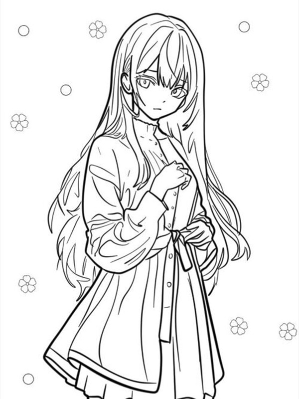 tranh tô màu anime girl đẹp 15