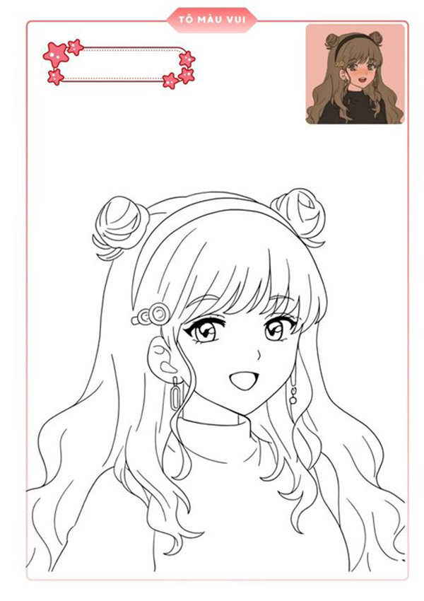 tranh tô màu anime girl đẹp 16