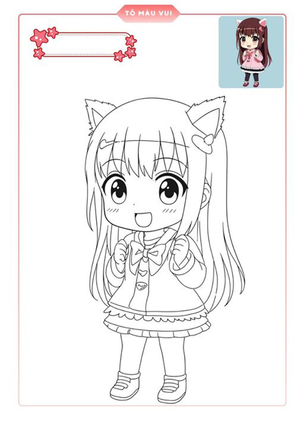 tranh tô màu anime girl đẹp 18
