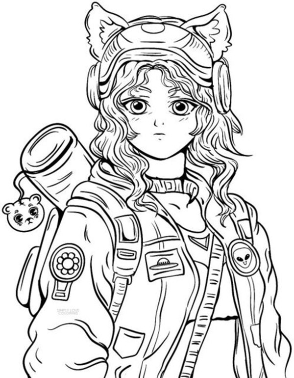 tranh tô màu anime girl đẹp 2