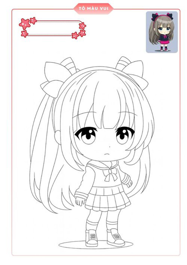 tranh tô màu anime girl đẹp 20