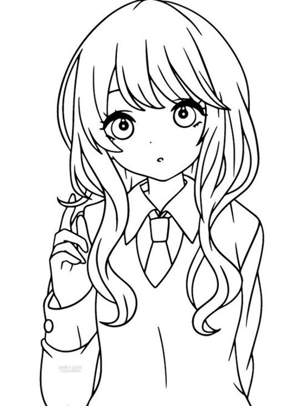 tranh tô màu anime girl đẹp 3