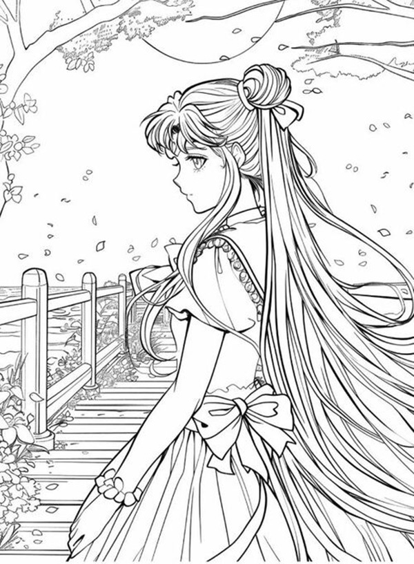 tranh tô màu anime girl đẹp 5