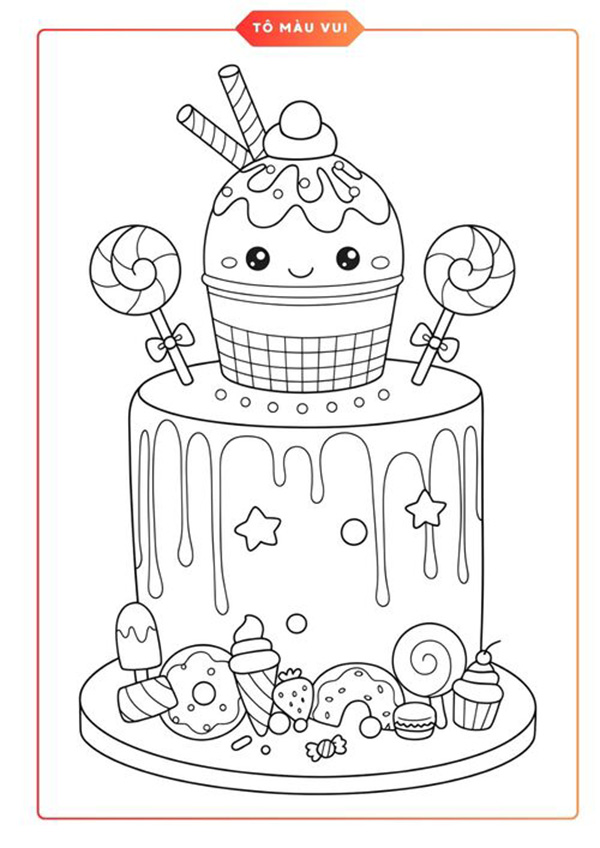 tranh tô màu bánh sinh nhật 11