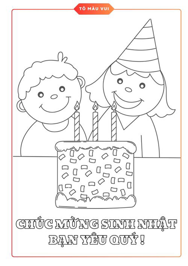 tranh tô màu bánh sinh nhật đẹp nhất