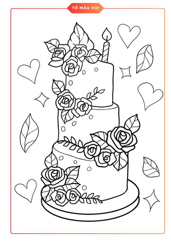 tranh tô màu bánh sinh nhật 7
