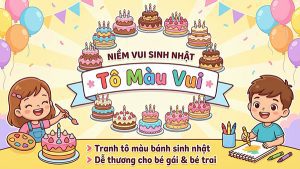 tranh tô màu bánh sinh nhật