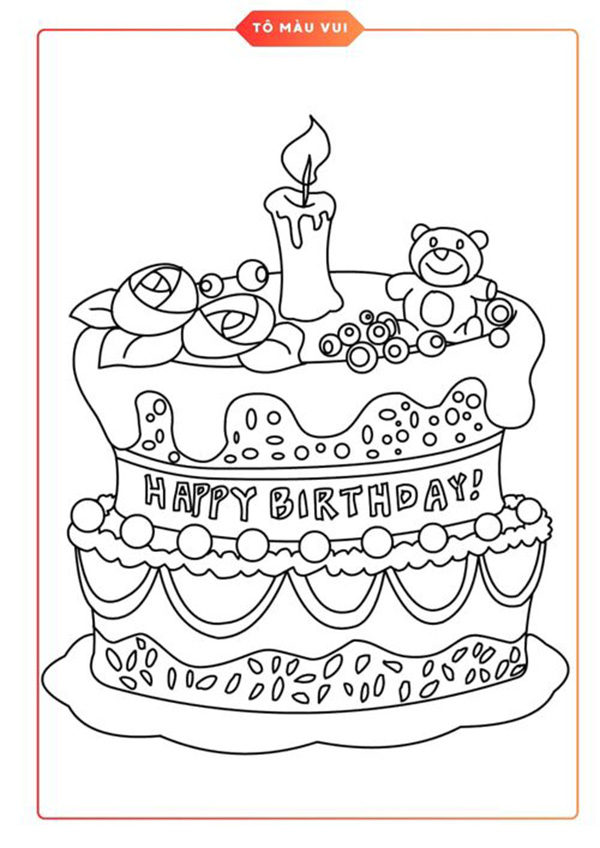 tranh tô màu bánh sinh nhật đẹp