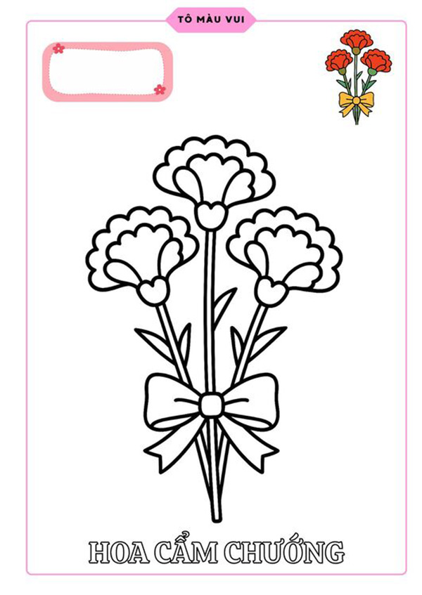 Tranh tô màu hoa cẩm chướng