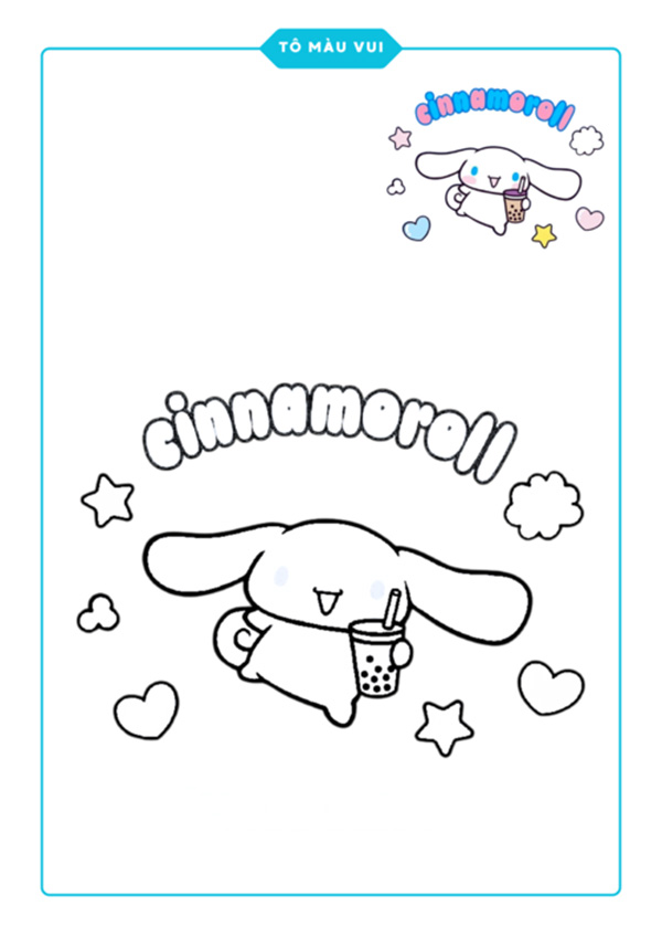 Tranh tô màu Cinnamoroll nở nụ cười tươi