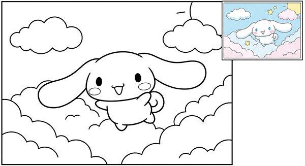 Tranh tô màu Cinnamoroll cực xinh xẻo