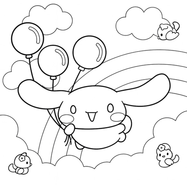 Tranh tô màu Cinnamoroll và bóng bay