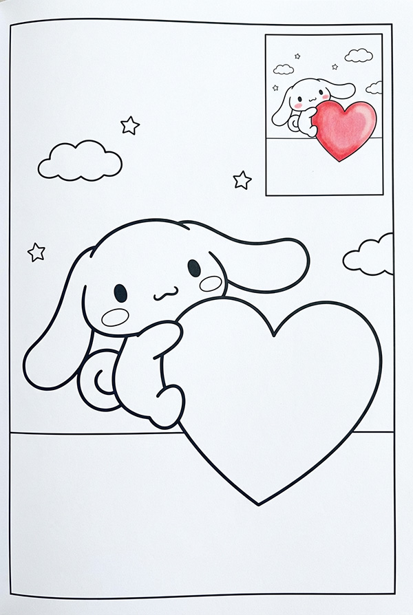 Tranh tô màu Cinnamoroll ôm trái tim