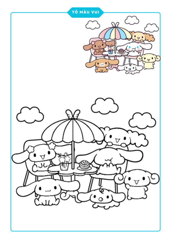 Tranh tô màu gia đình Cinnamoroll