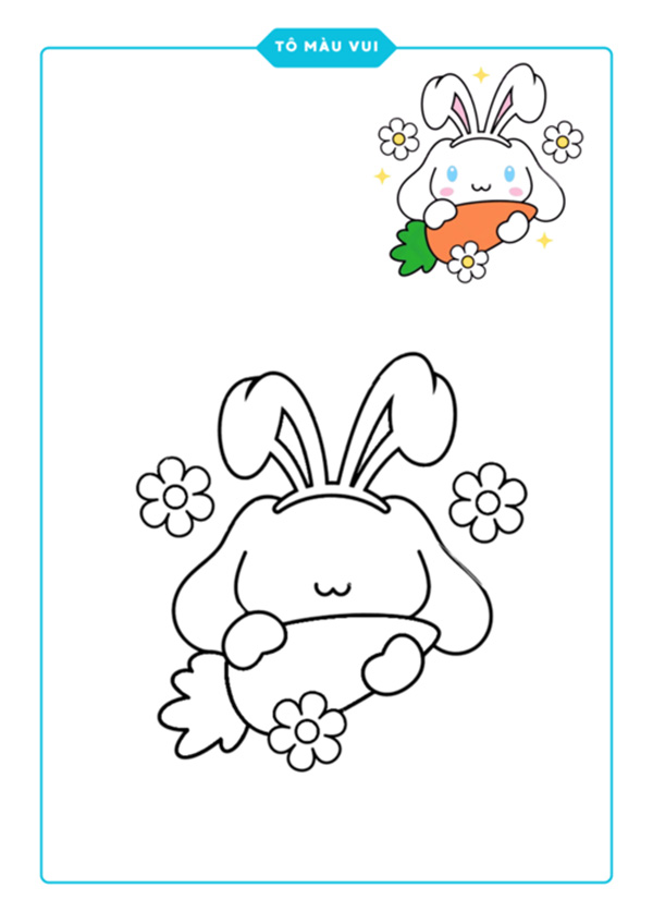 Tranh tô màu Cinnamoroll và củ cà rốt