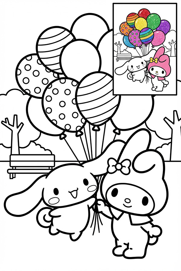 Tranh tô màu Cinnamoroll và melody