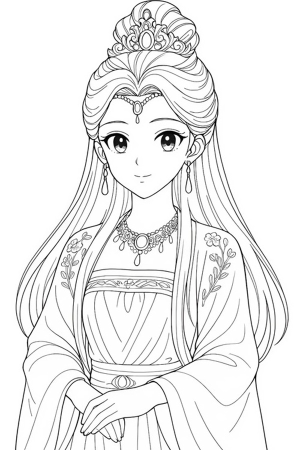 tranh tô màu cổ trang đơn giản cho bé 2