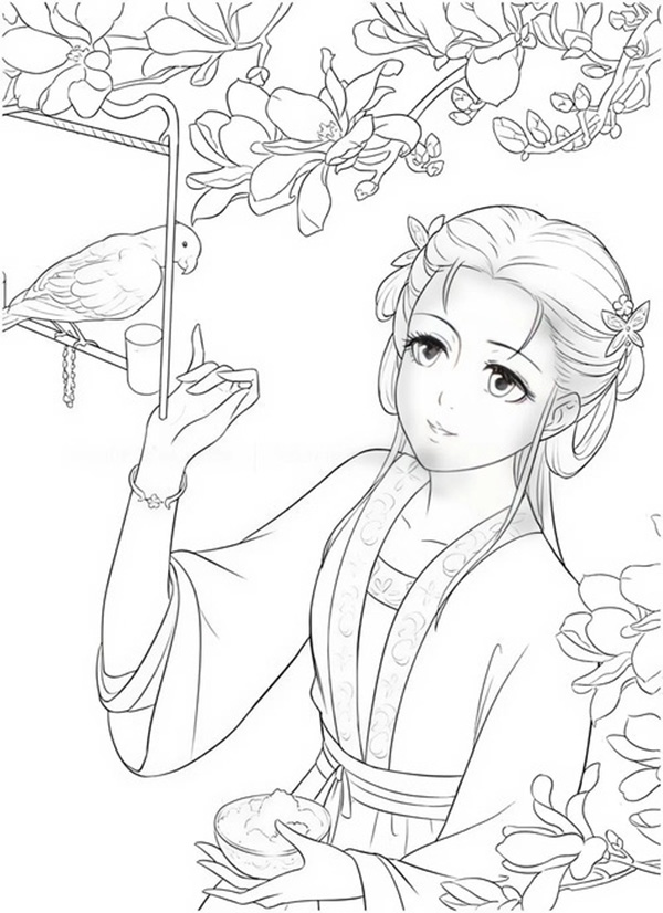tranh tô màu cổ trang đơn giản cho bé 4