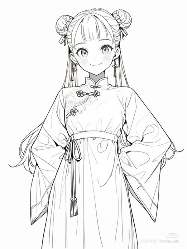 tranh tô màu cổ trang đơn giản cho bé 5