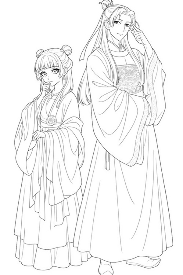 tranh tô màu cổ trang nam 2