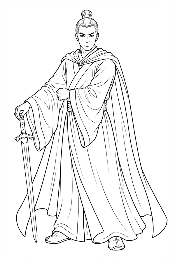 tranh tô màu cổ trang nam 4