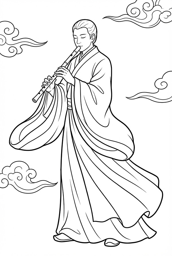 tranh tô màu cổ trang nam 5