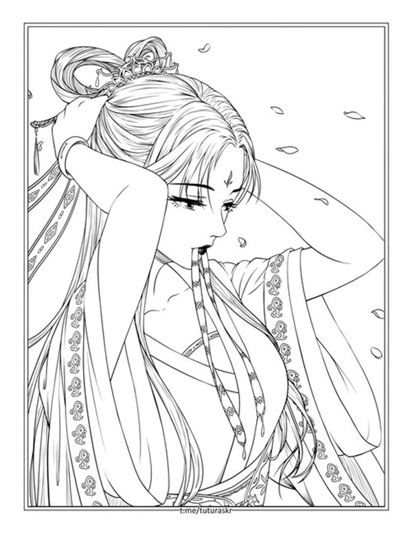 tranh tô màu cổ trang nữ 6