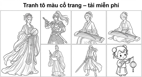 tranh tô màu cổ trang