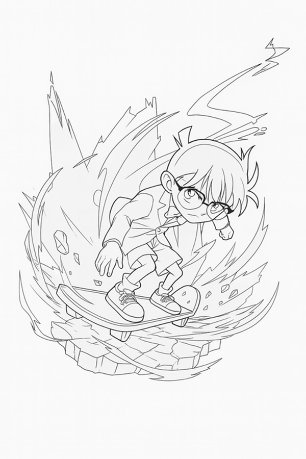 tranh tô màu conan dễ thương 2