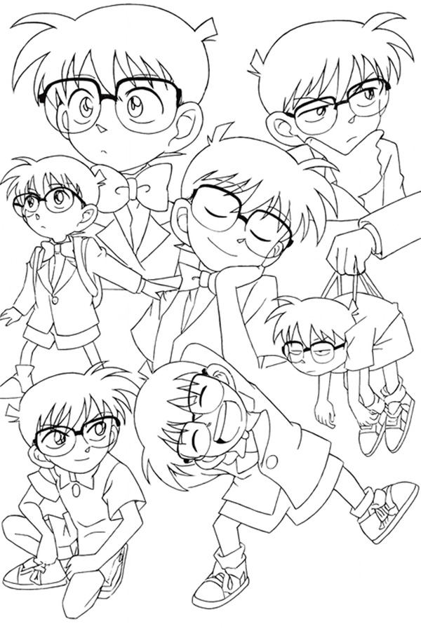 tranh tô màu conan dễ thương 5