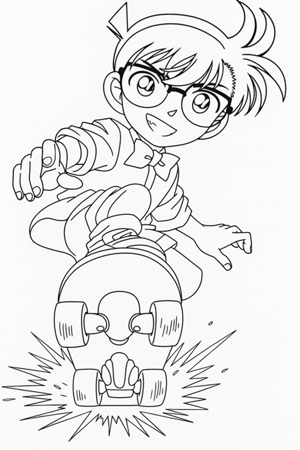 tranh tô màu conan dễ thương