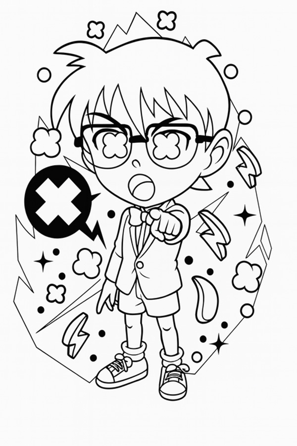 tranh tô màu conan đơn giản 2