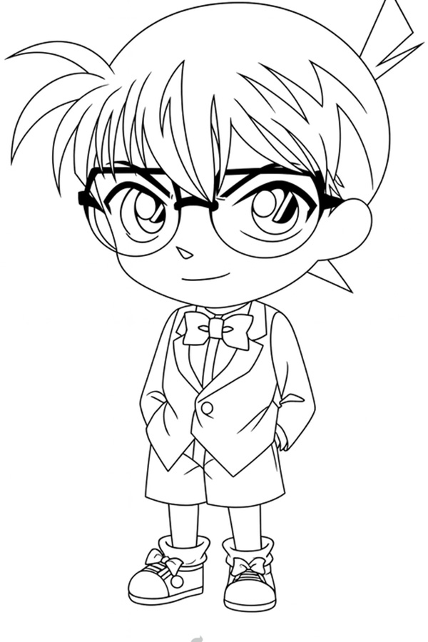 tranh tô màu conan đơn giản