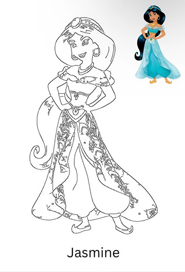 tranh tô màu công chúa disney dễ thương