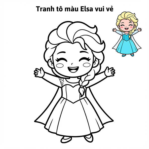 tranh tô màu công chúa Elsa chibi 2