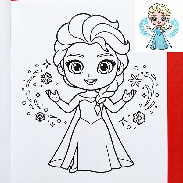 tranh tô màu công chúa Elsa chibi 3