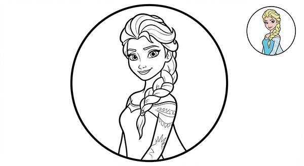 tranh tô màu công chúa elsa đơn giản