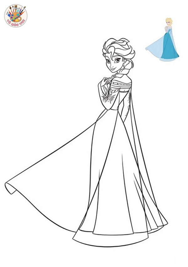 tranh tô màu công chúa elsa đơn giản 3
