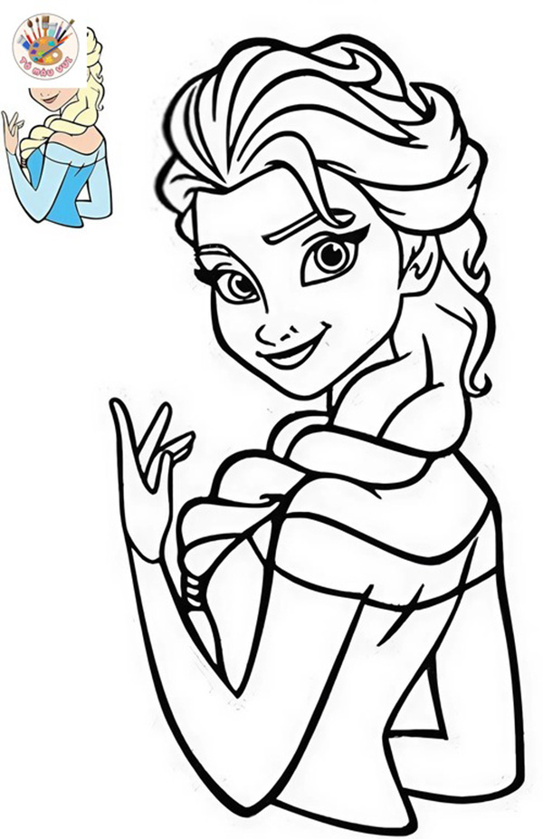 tranh tô màu công chúa elsa đơn giản 5