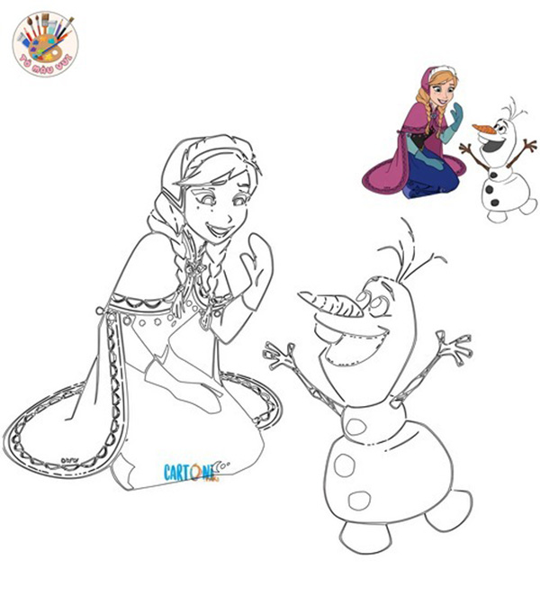 tranh tô màu công chúa elsa đơn giản 9