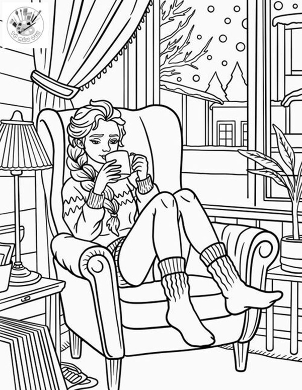 tranh tô màu công chúa Elsa cỡ lớn