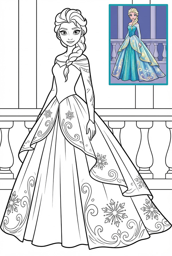 tranh tô màu Elsa Frozen 3