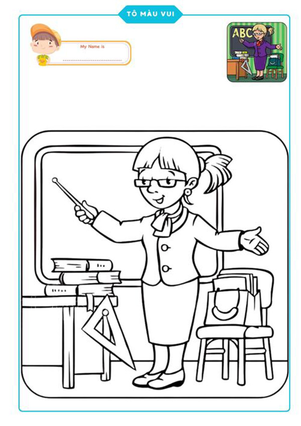 tranh tô màu nghề giáo viên