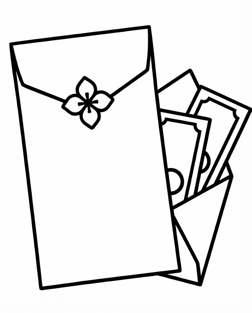 Tranh tô màu lì xì Tết 2026 đơn giản