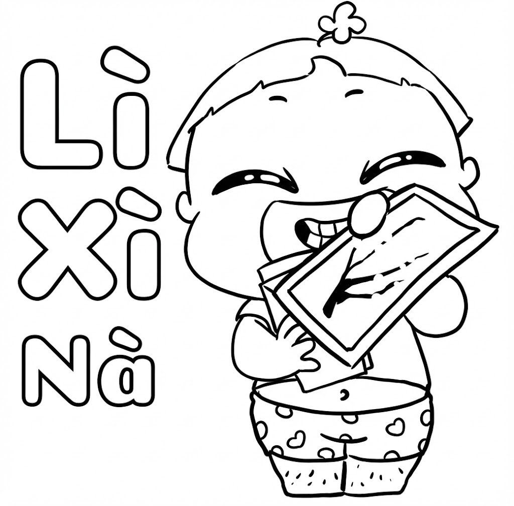 Tranh tô màu lì xì năm mới thú vị