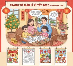 Tranh tô màu lì xì đa dạng và mang nhiều ý nghĩa