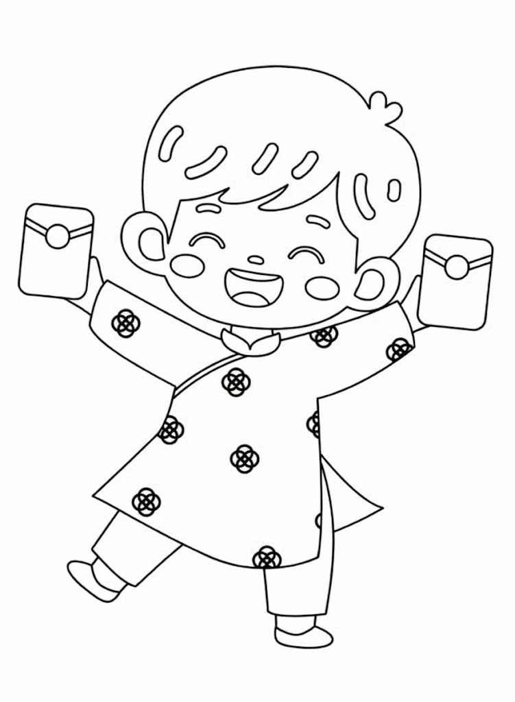 Tranh tô màu được nhận lì xì Tết