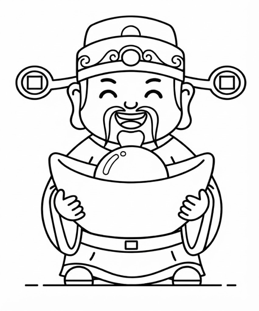 Tranh tô màu lì xì ông thần tài