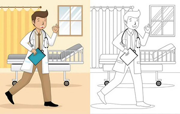 tranh tô màu nghề bác sĩ