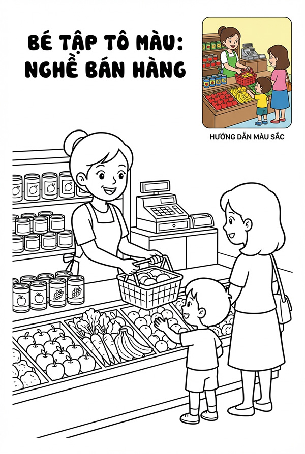 tranh tô màu nghề bán hàng